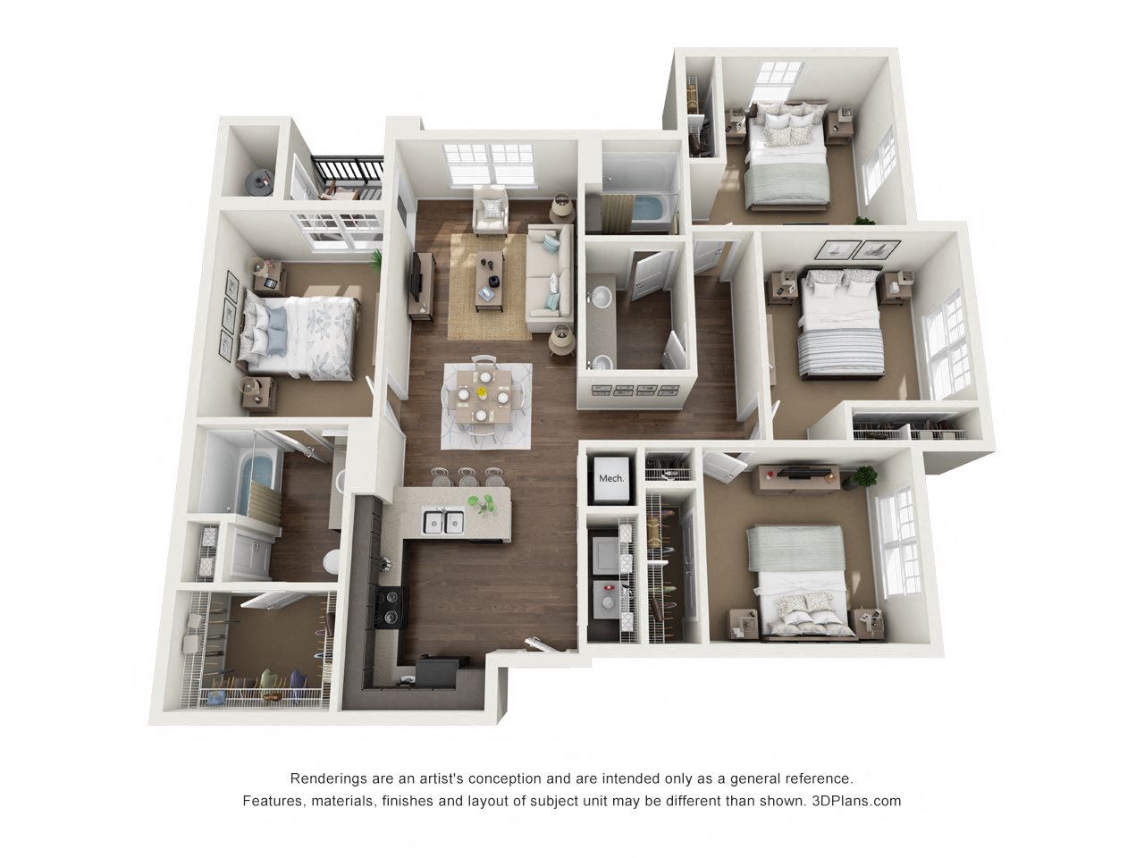 4 Bed 2 Bath D1 Floor Plan 4 Bed 2 Bath D1 Floor plan at The Bridge at Harris Ridge, Austin, 78754